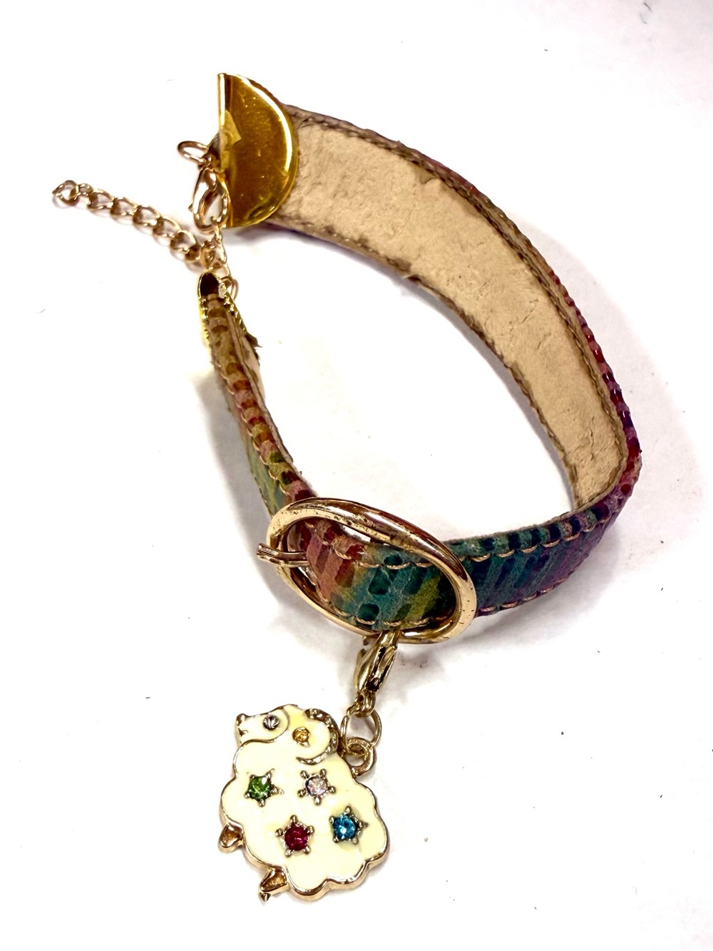 Handmade from repurposed leather bracelet nsb with lobster clasp and charm